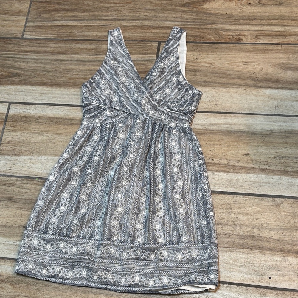 BCBGeneration Gray and White Striped Mini Dress Used
